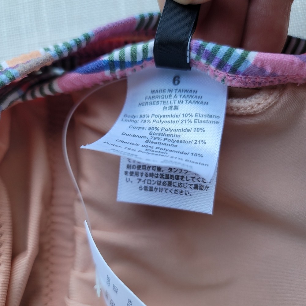 New! J. Crew sz 6 Tie-shoulder one-piece Pink Plaid Swimsuit Madras NWT - Picture 14 of 14
